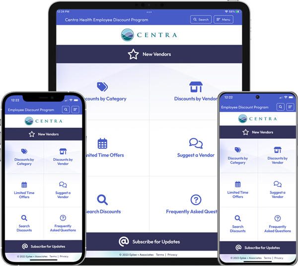 Centra Health Employee Discount Program Mobile App Screenshots
